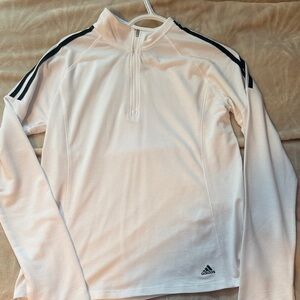 Adidas White Quarter-Zip Top with Black Stripes